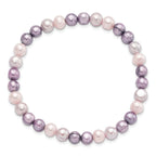 6-7mm White/Lavendar/Grey FWC Semi-round FWC Pearl Stretch Bracelet