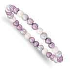 6-7mm White/Lavendar/Grey FWC Semi-round FWC Pearl Stretch Bracelet