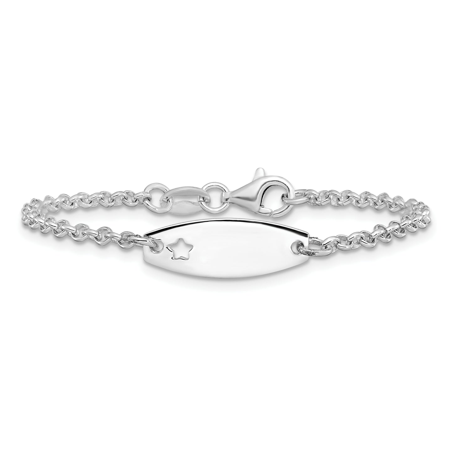 Sterling Silver Childrens Polished ID with Star Bracelet