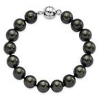 Sterling Silver Majestik Rh-pl 10-11mm Black Imitation Shell Pearl Bracelet