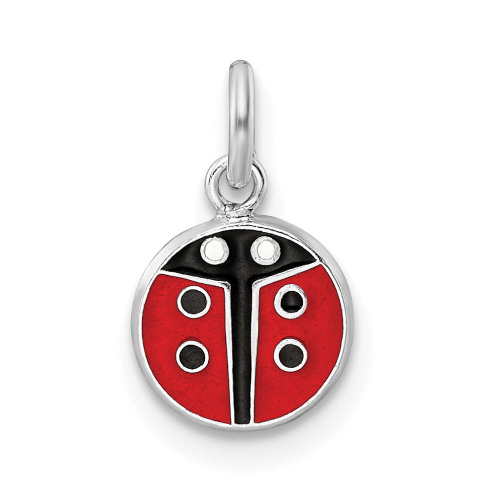 Sterling Silver RH-plated Enamel Kids Lady Bug Pendant