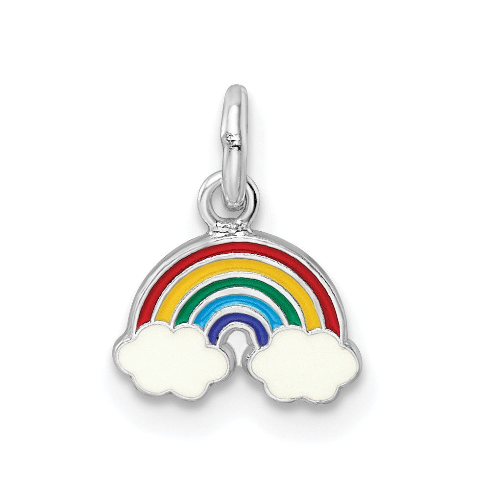 Sterling Silver RH-plated Enamel Kids Rainbow Pendant