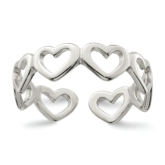 Sterling Silver Cut-out Hearts Toe Ring