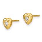 Sterling Silver Gold-tone Kids CZ Heart Necklace and Post Earrings Set