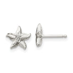 Sterling Silver Kids Starfish Necklace and Post Earrings Set
