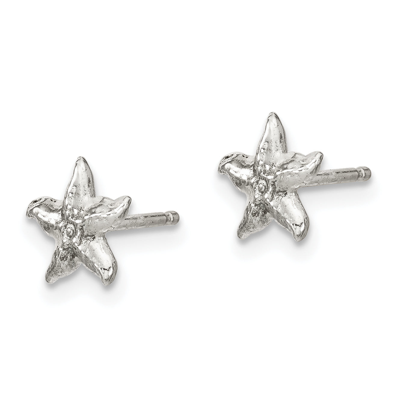 Sterling Silver Kids Starfish Necklace and Post Earrings Set