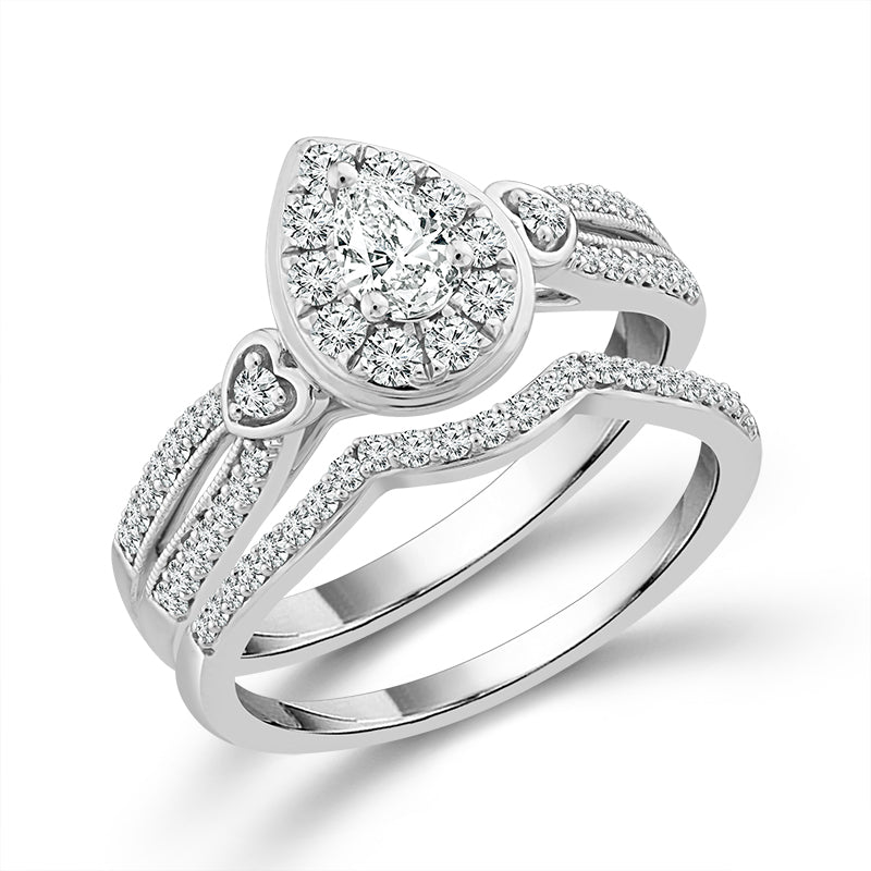 Diamond Bridal Set 5/8 CT 10K White Gold