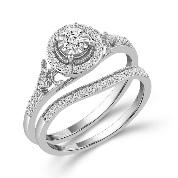 Diamond Bridal Set 0.33 Ct tw  10k White Gold