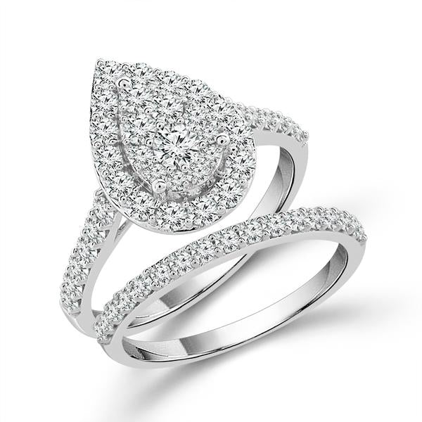 Diamond Bridal Set 1.25 Ct tw  14k White Gold