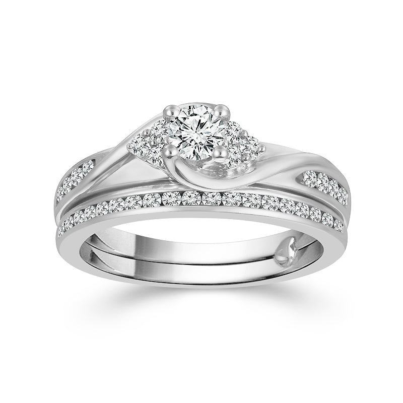 Diamond Bridal Set 0.59 Ct tw  10k White Gold