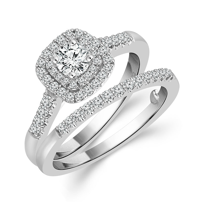 Diamond Bridal Set 0.75 Ct tw  14k White Gold