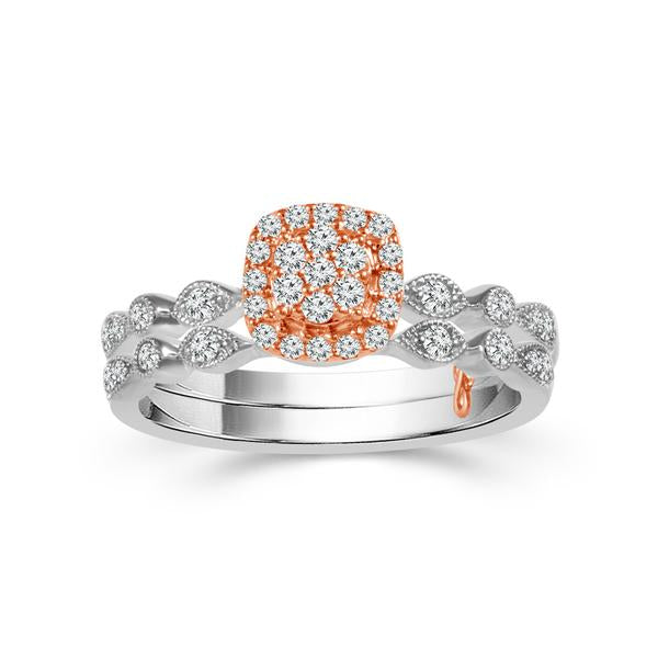 Diamond Bridal Set 0.33 ct tw 10k White Gold 10k Rose Gold