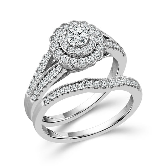 Diamond Bridal Set 0.75 Ct tw  10k White Gold
