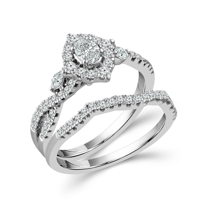 Diamond Bridal Set 0.75 Ct tw  10k White Gold