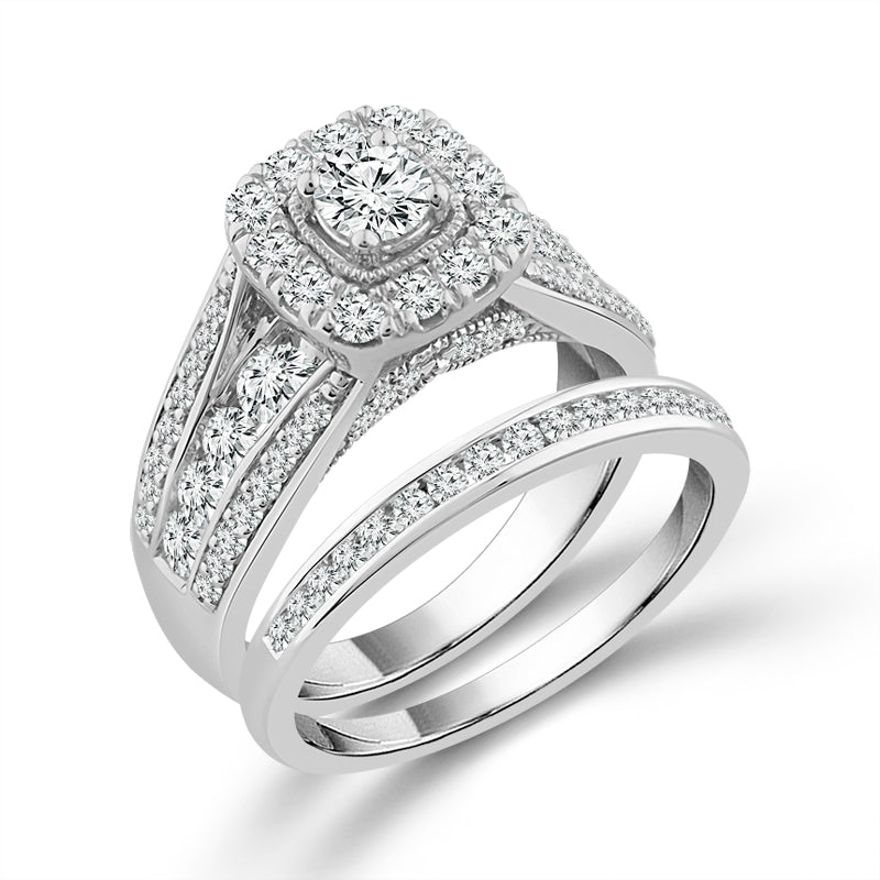 Diamond Bridal Set 1.5 Ct tw  14k White Gold
