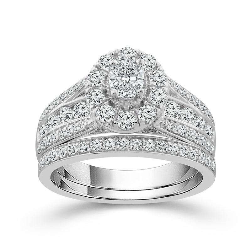 Diamond Bridal Set 1.5 Ct tw  14k White Gold