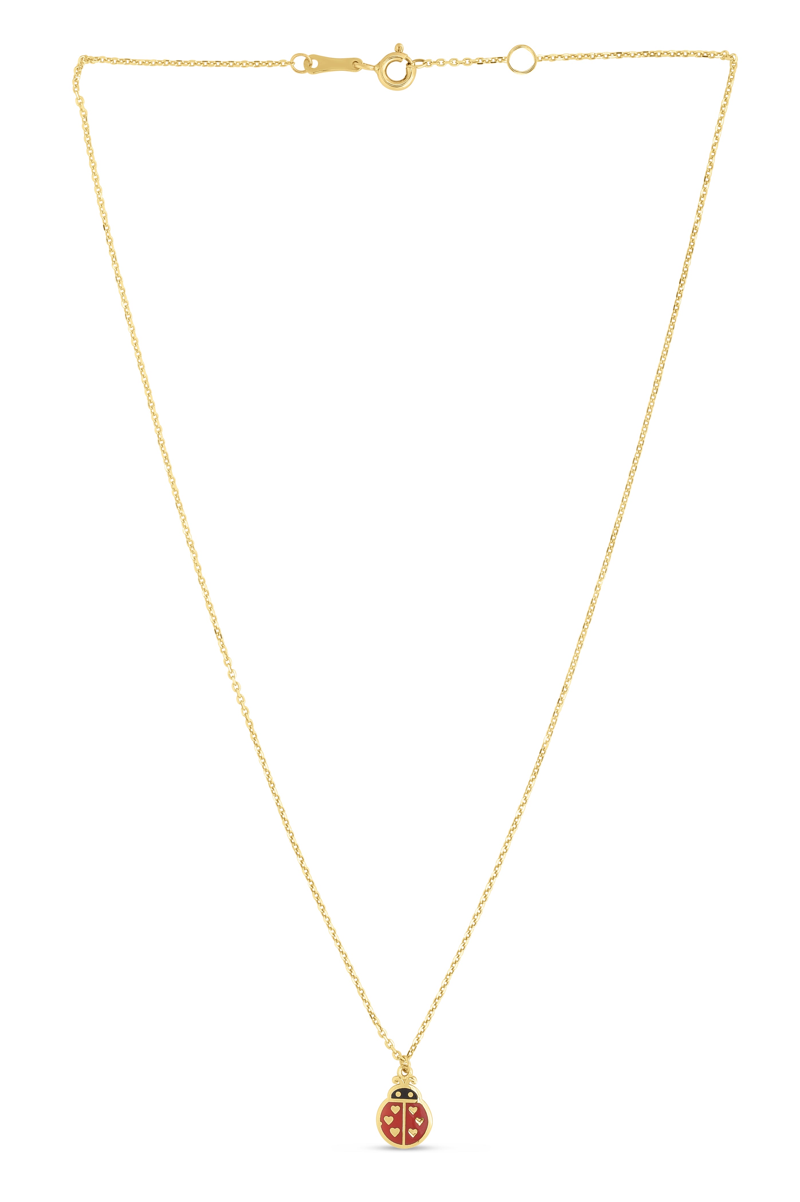 14K Gold Ladybug Enamel Necklace