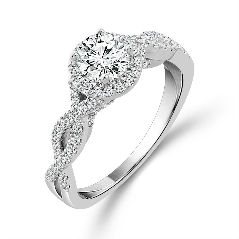 Diamond Engagement Ring 0.9 Ct tw  14k White Gold
