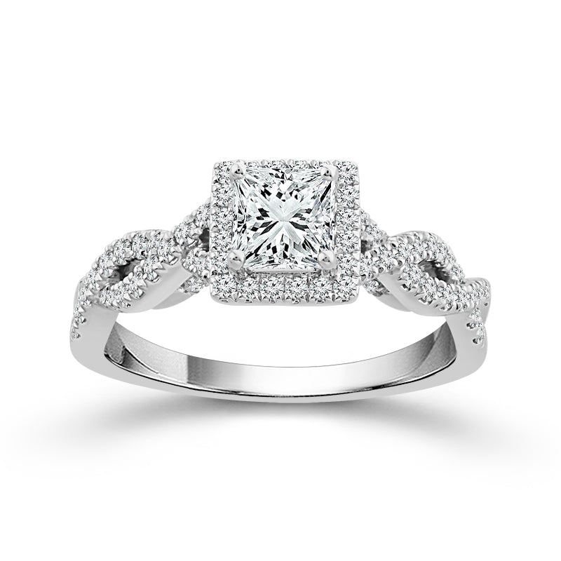 Diamond Engagement Ring 0.9 Ct tw  14k White Gold