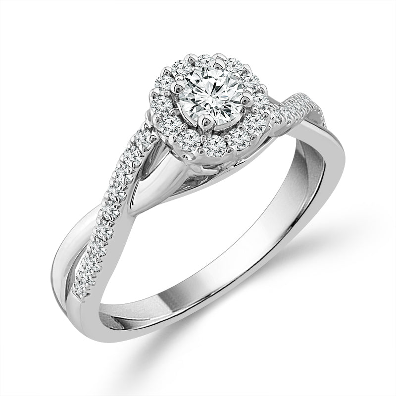 Diamond Engagement Ring 0.77 Ct tw Round 14k White Gold