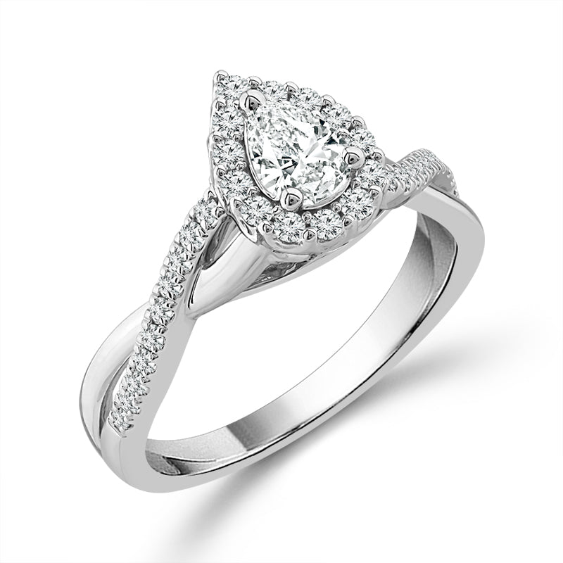 Diamond Engagement Ring 0.77 Ct tw Oval round 14k White Gold