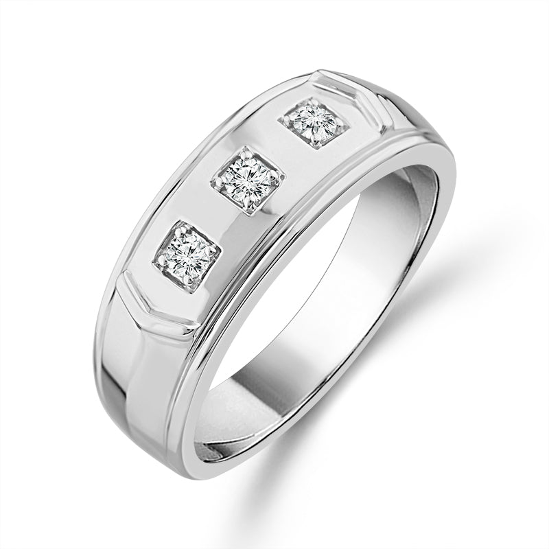 Diamond Mens Rings 0.17 Ct tw  10k White Gold