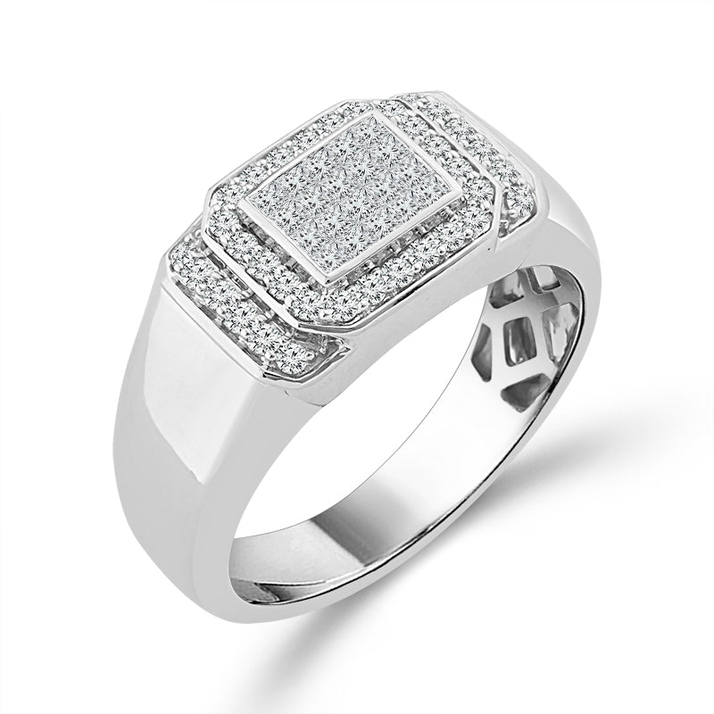 Diamond Mens Rings 0.65 Ct tw  10k White Gold