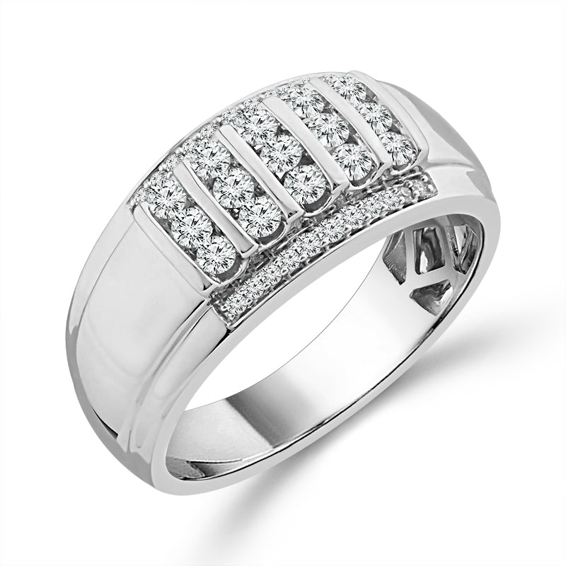 Diamond Mens Rings 0.65 Ct tw  10k White Gold