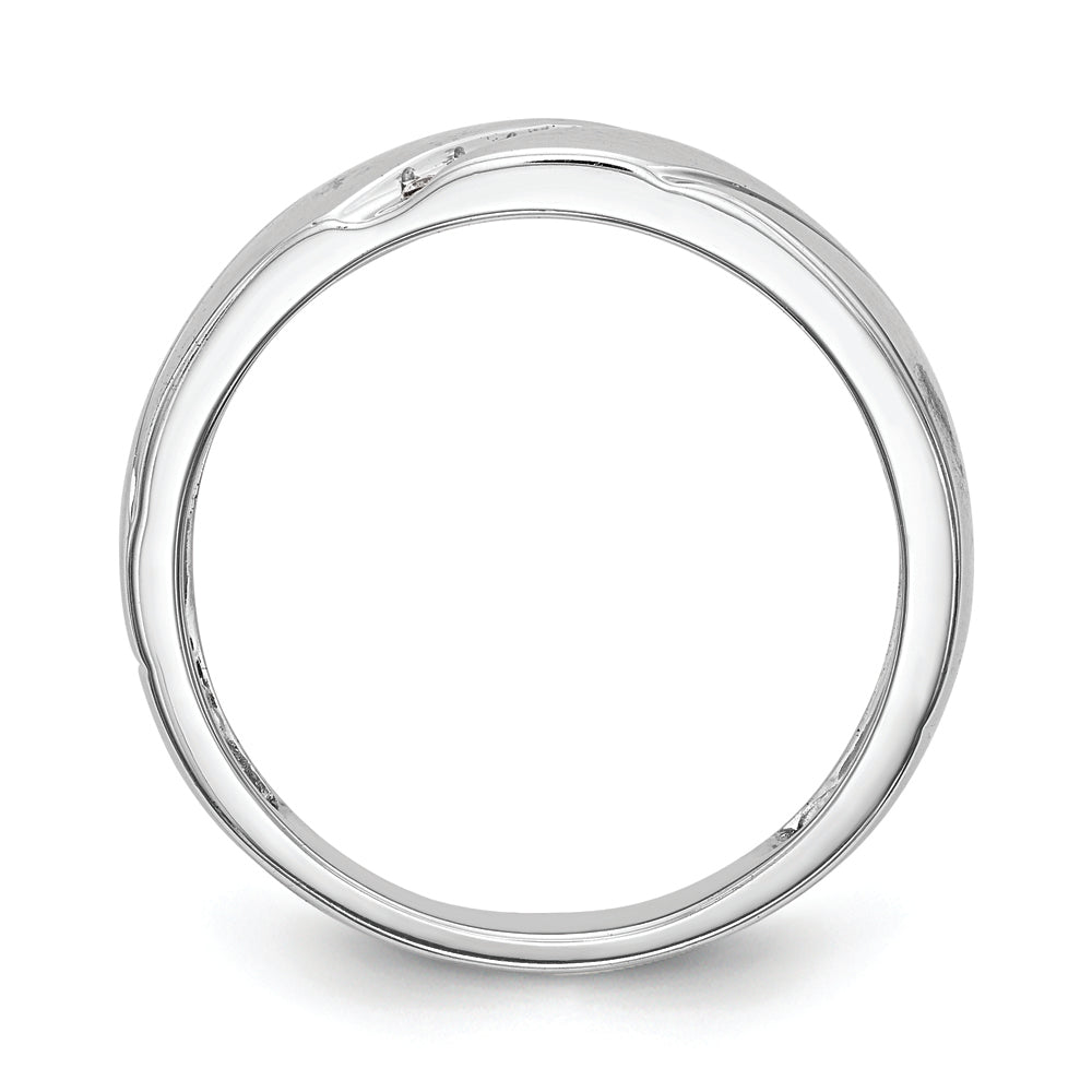 14K White Gold Complete Diamond Trio Men's Wedding Band