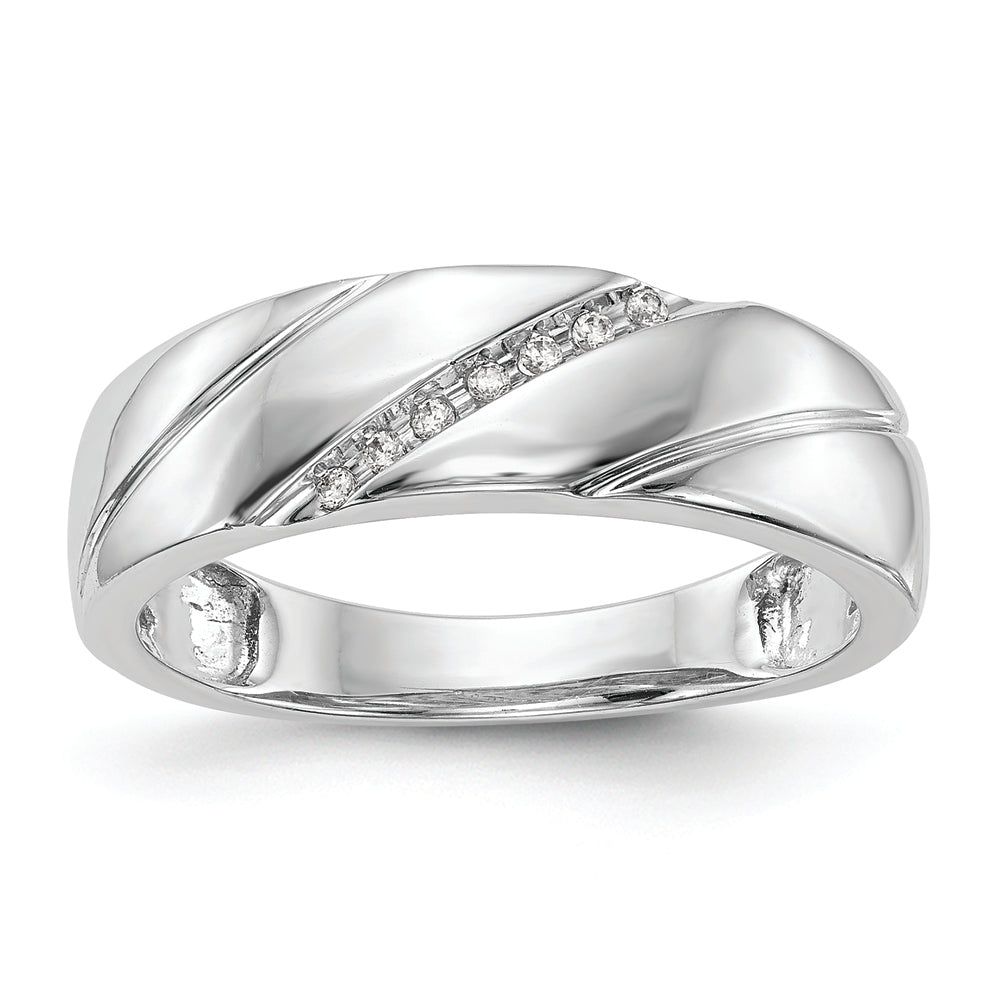 14K White Gold Complete Diamond Trio Men's Wedding Band