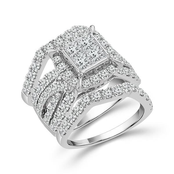 Diamond Bridal Set 3 Ct tw  14k White Gold