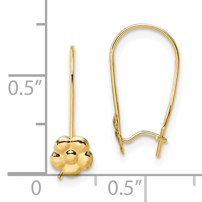14K Madi K Polished Flower Kidney Wire Earrings