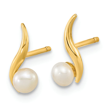 14K Madi K Polished 3.25mm Freshwater Cultured Pearl Post Earrings