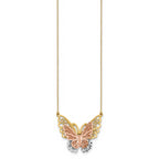 14k Yellow & Rose Gold w/ Rhodium Butterfly Necklace