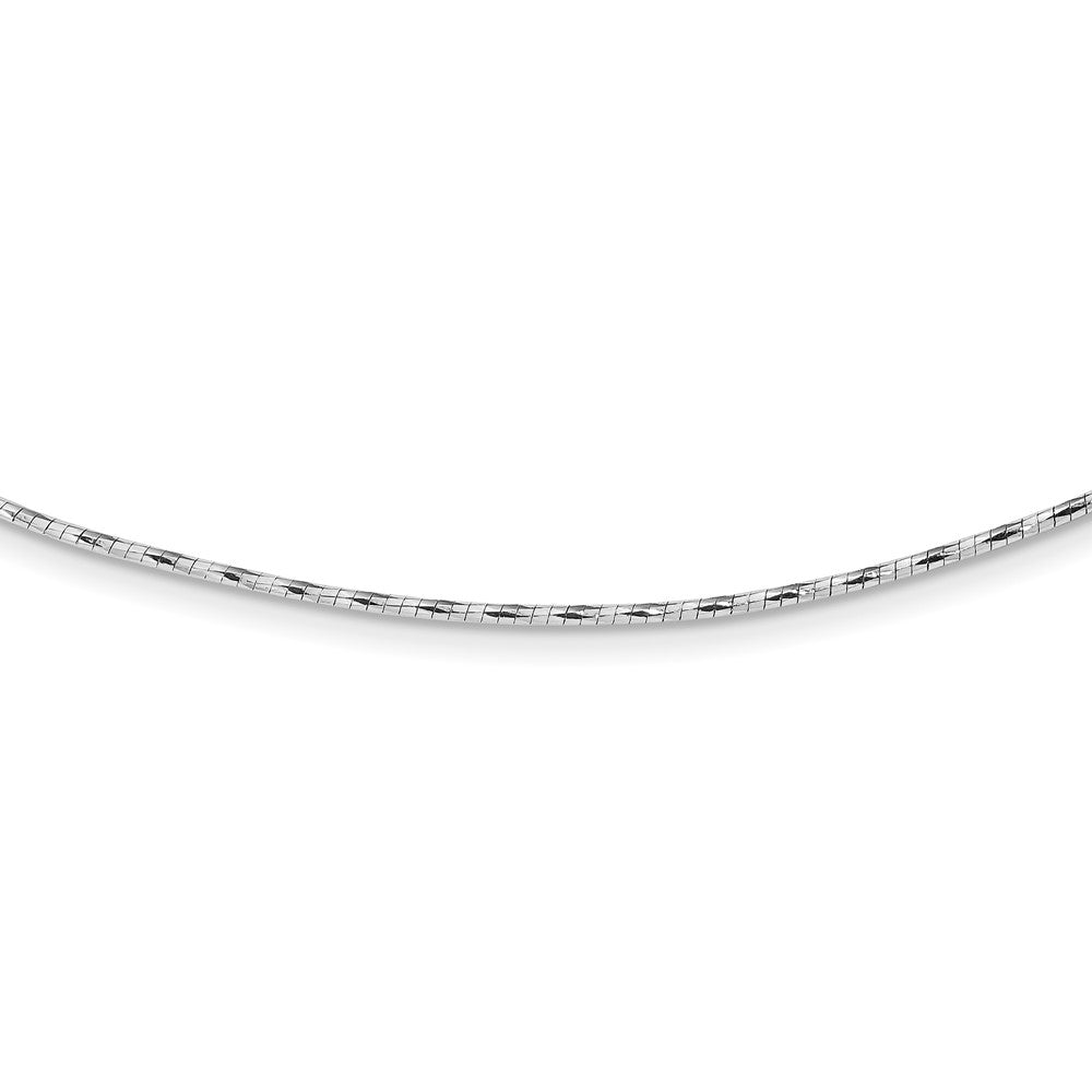 14K White Gold Polished w/2in. Ext. Round Twisted Omega Necklace