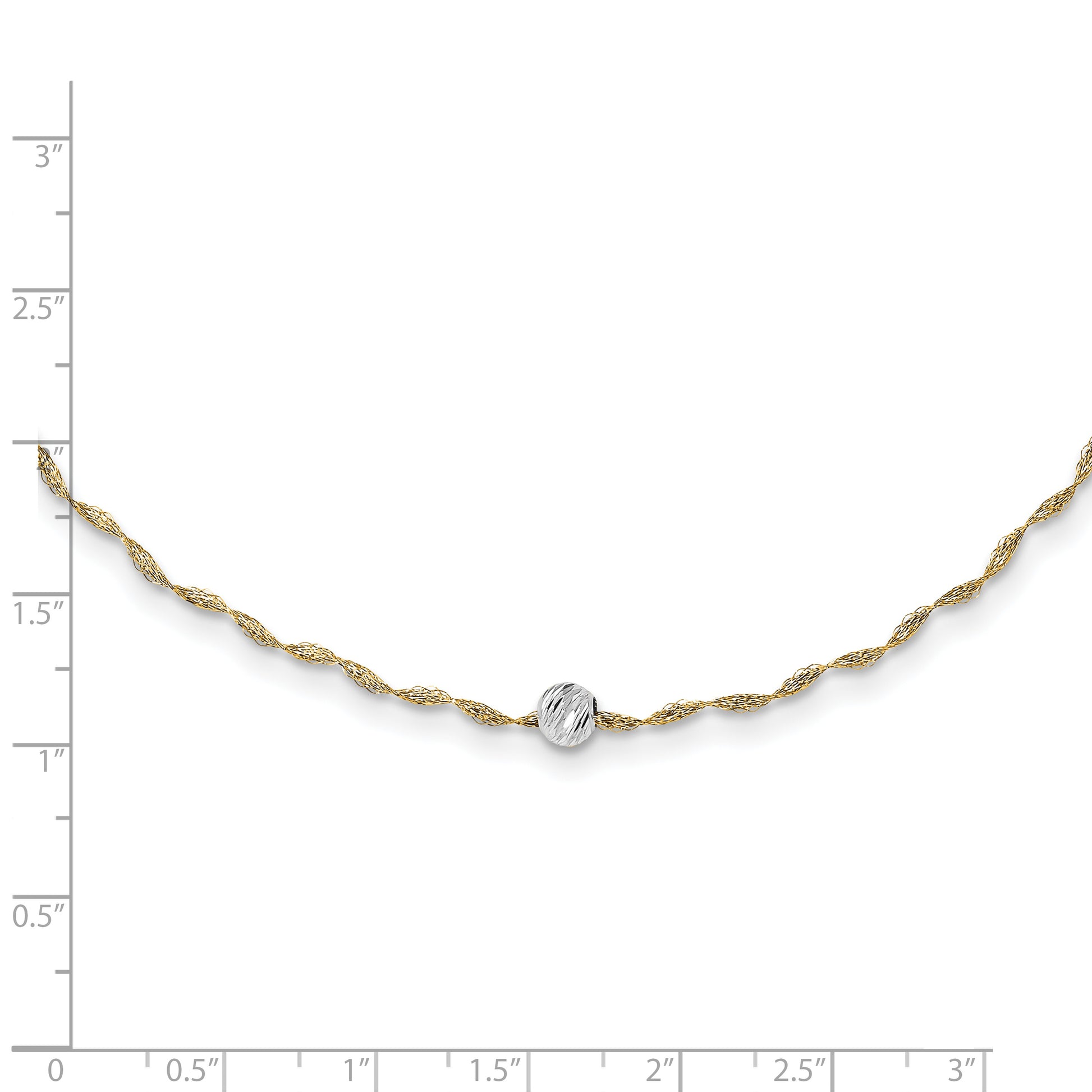 14K Two-tone Gold Twisted Flexible D/C Bead Necklace