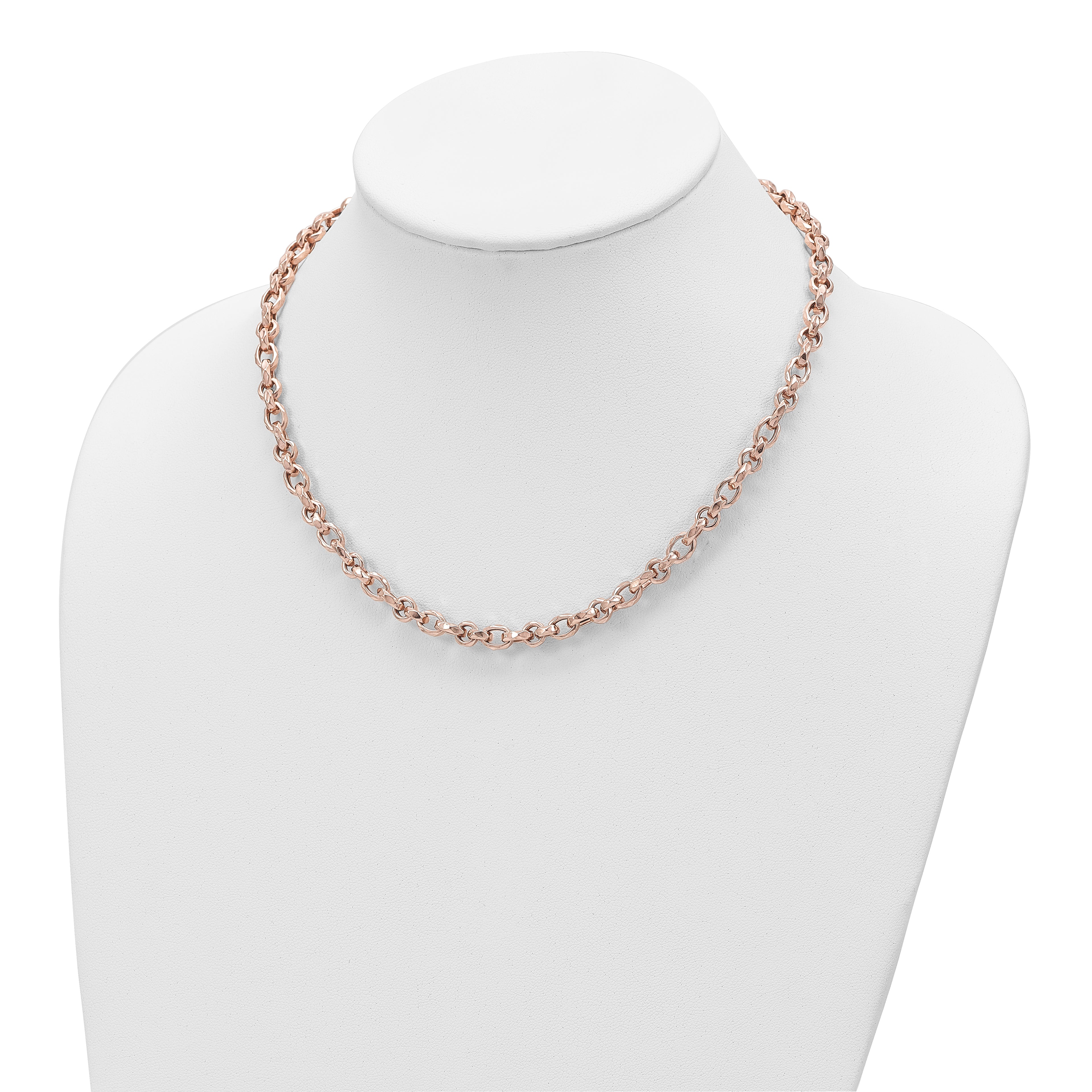 14K Rose Gold Polished Fancy Link Necklace