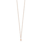 14k Rose Gold Polished CZ Heart w/1.25 in ext Necklace