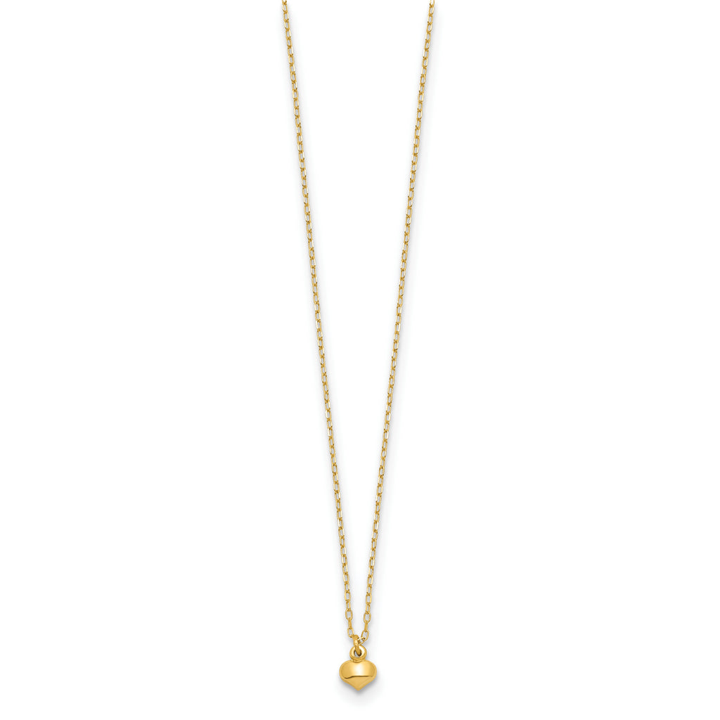 14k Polished Puffed Heart 16.5 inch Necklace