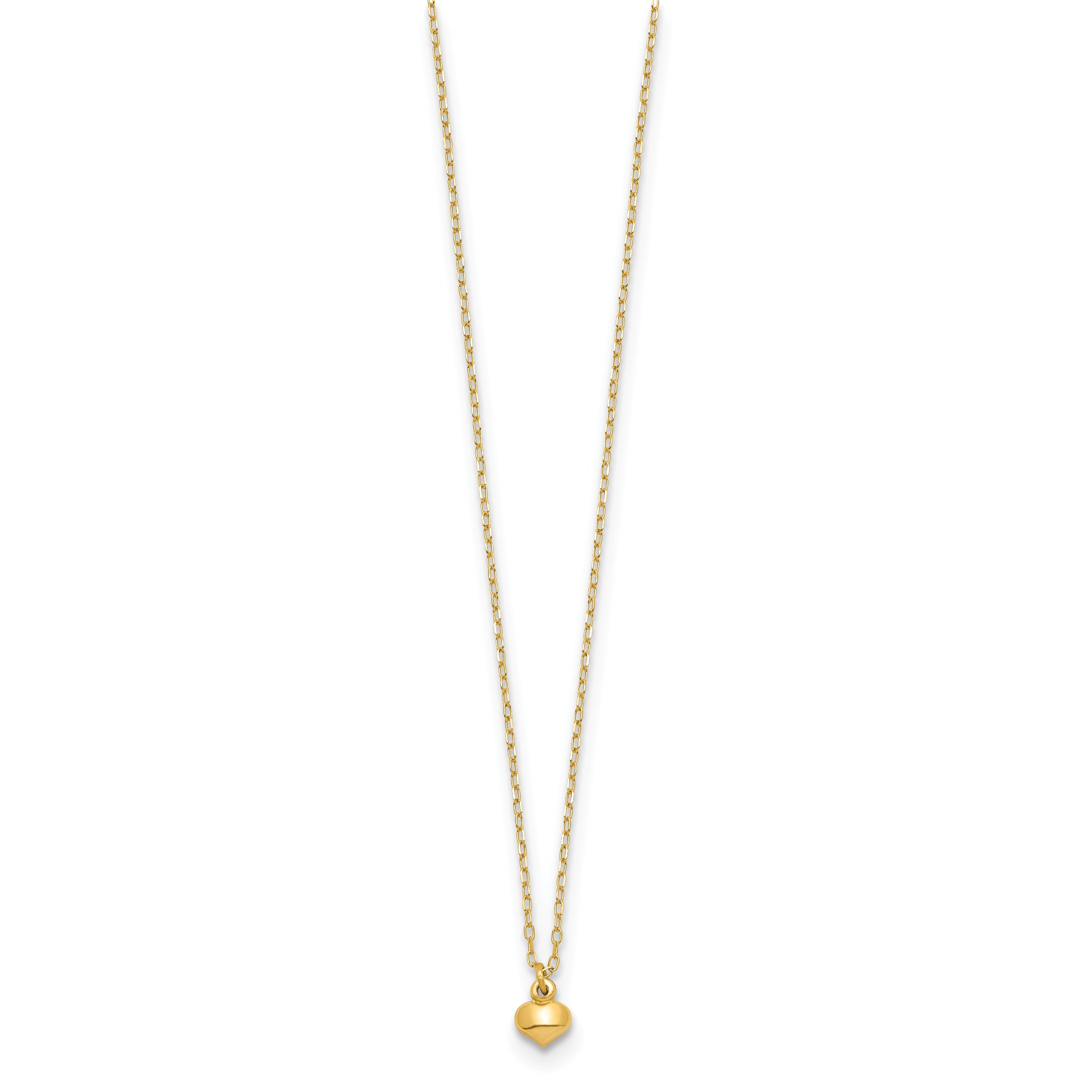 14k Polished Puffed Heart 16.5 inch Necklace
