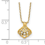 14k Yellow Gold Polished Seashell w/1.25 in ext Necklace