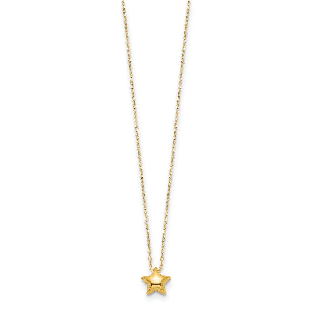 14k Polished Puffed Star 16.5in Necklace
