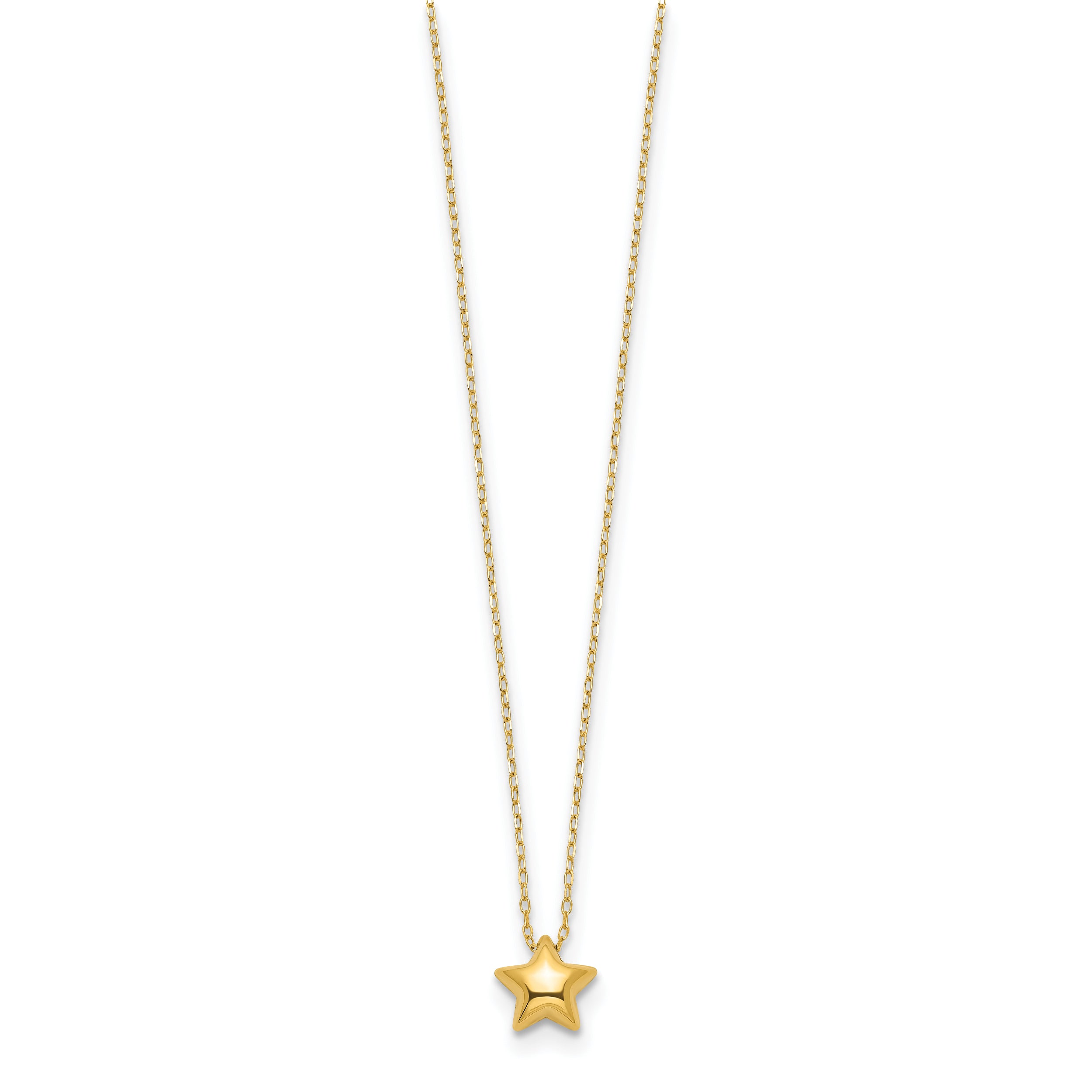 14k Polished Puffed Star 16.5in Necklace