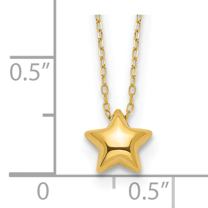14k Polished Puffed Star 16.5in Necklace
