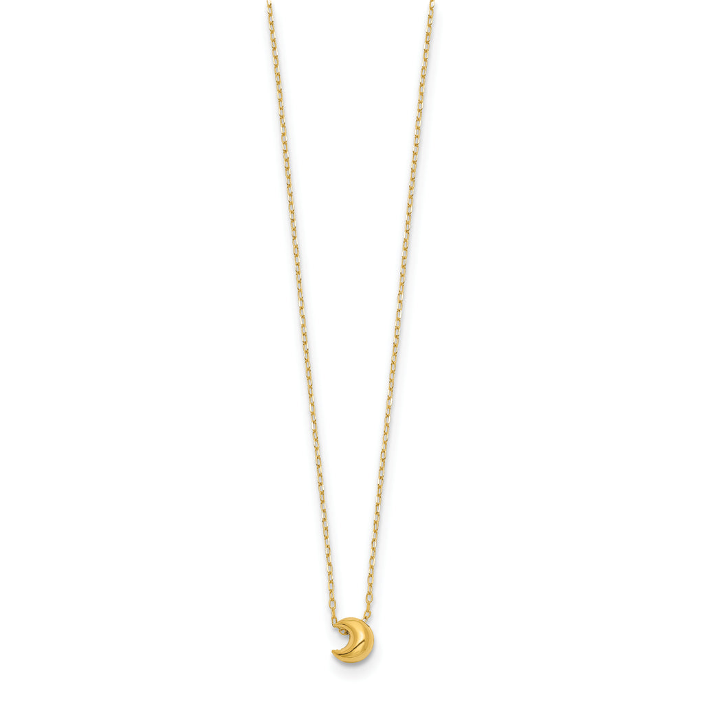 14k Polished Puffed Moon 16.5in Necklace