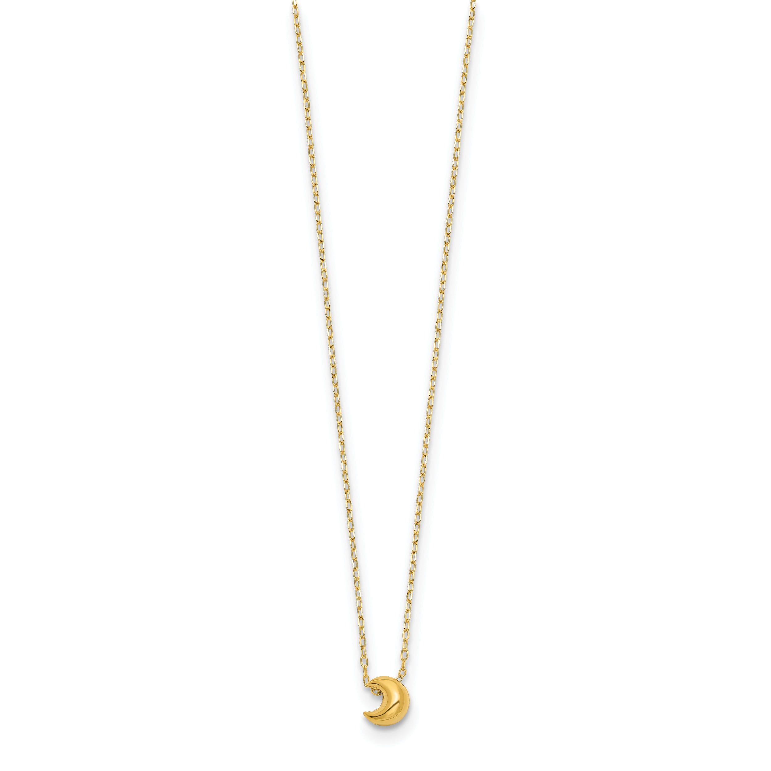 14k Polished Puffed Moon 16.5in Necklace