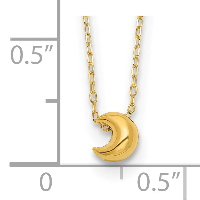14k Polished Puffed Moon 16.5in Necklace