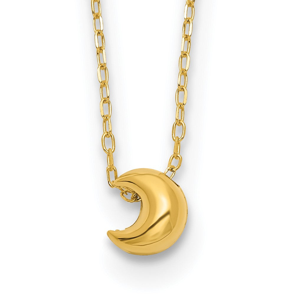 14k Polished Puffed Moon 16.5in Necklace