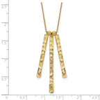 14K Hammered Satin Dangle Triple Bar w/2 in ext. Necklace
