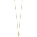 14k Yellow Gold Polished CZ Seahorse w/1.25 in ext Necklace